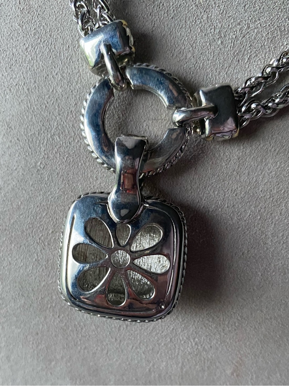 Two-Tone Statement Pendant Necklace - Silver & Gold Tones - Picture 3 of 6